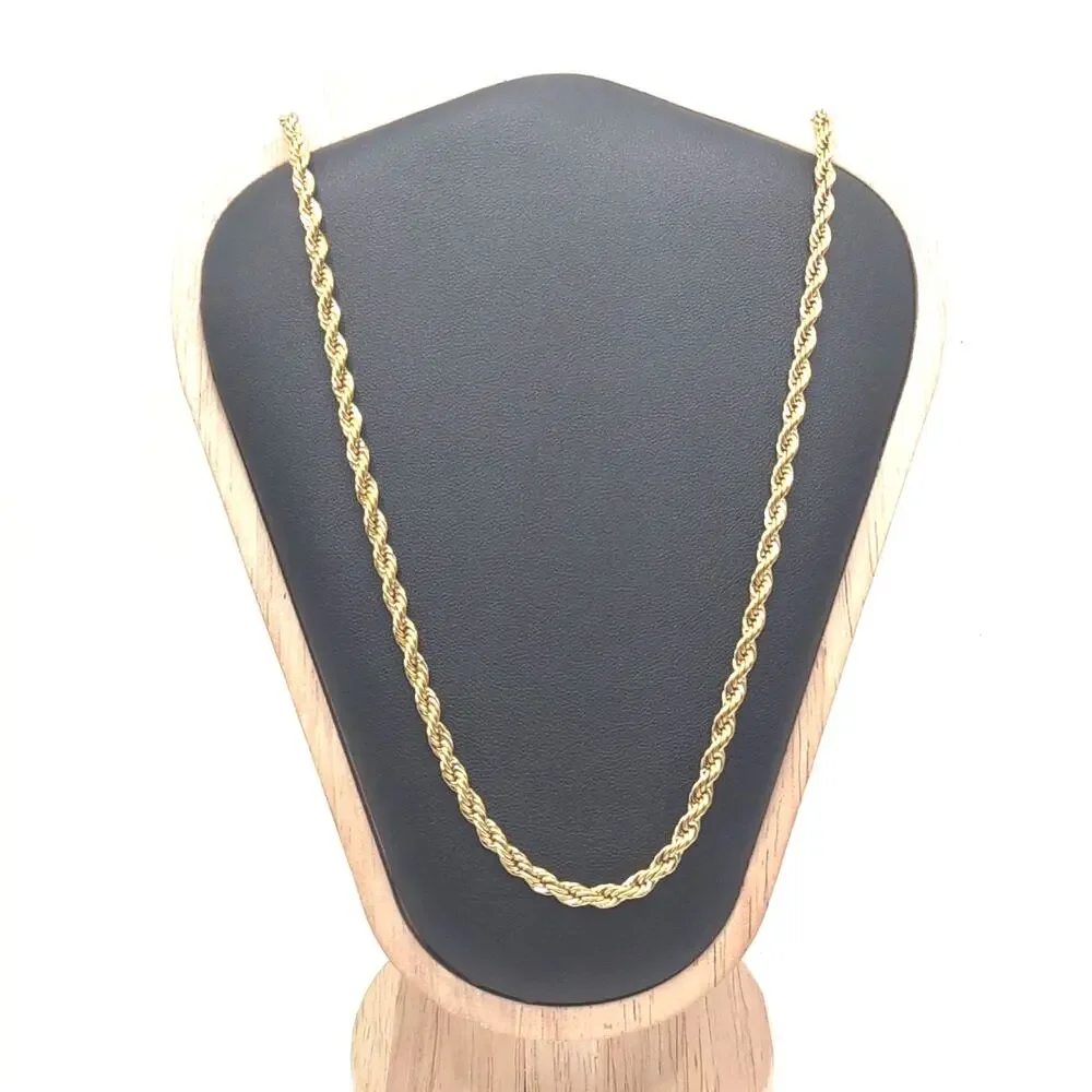 18k Gold Plated Necklace Diamond Cut Rope Chain Fashion Jewelry Birthday Gift
